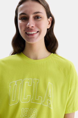 Ucla Sanchez Sarı Bisiklet Yaka Baskılı Standard Fit Kadın Tshirt Sarı