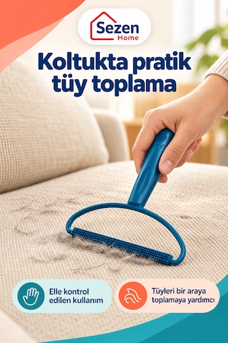 Plastik Tiftik Ve Tüy Toplayıcı Saplı Koltuk Halı Temizleme Aparatı 1 Adet