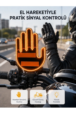 176 Led Amber Renkli El Hareketiyle Kontrol Edilen Motosiklet Dönüş Sinyali Açık Mavi