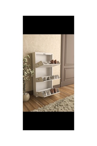 İdeal Home 3 Lü Metal Ayakkabılık Beyaz