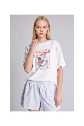 Defacto Oversıze Şortlu Kısa Kollu 2li Poplin Pijama Takımı I1145ax26hsbe162 Mavi-be162