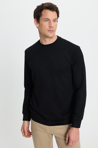 Tudors Erkek Relax Fit Rahat Kesim Uzun Kollu Ekstra Yumuşak Bisiklet Yaka Siyah Sweatshirt-41866 Siyah
