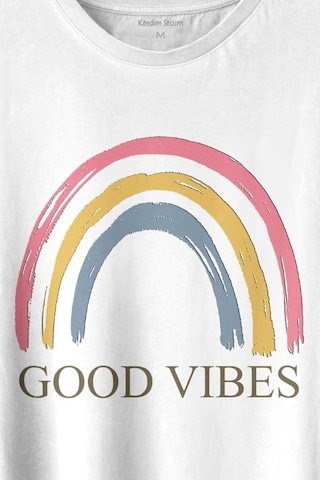 Good Vibes Gökkuşağı Rainbow Cisniyet Eşitlik Özgürlüğü Baskılı Tişört Unisex T-shirt 001