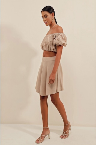 Gabria Kısa Kloş Etek Bej