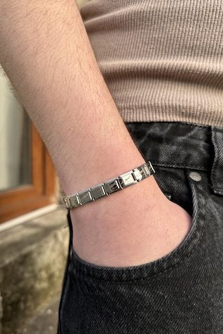 K. Atatürk İmzalı İtalyan Charm Unisex Çelik Bileklik Scb54 Beyaz