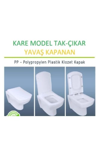 Kare Yavaş Kapanan Klozet Kapağı Amortisörlü Kapak Hijyenik Kapak Üstten Montajlı Kare Klozet Kapak Beyaz