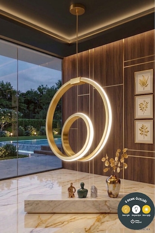 Origin Eskitme Çember Led Sarkıt Avize 3 Renk Salon, Hol Ve Antre İçin