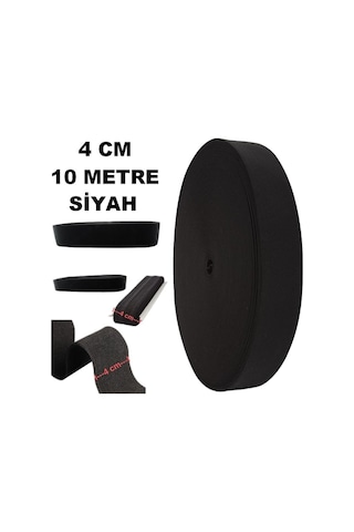 Lastik Sert Yumuşak Çamaşır Don Etek Bel Paça Bebe Lastiği 4 CM 10 M Siyah