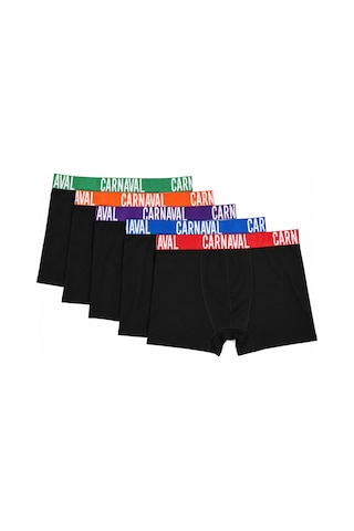 Carnaval Socks Erkek Boxer 5 Li Paket Pamuklu Likralı Siyah Renkli Bel Lastikli