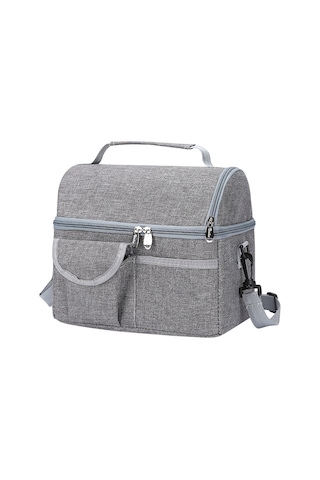 Suofeng Tp19 Çift Katlı Isı Yalıtımlı Kamp Çantası - Yiyecek Ve İçecekler İçin Mükemmel Taşıma Çözümü Gri