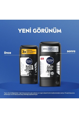 Men Erkek Stick Deodorant Black&white Invisible Original 50ml 72 Saat Anti-perspirant Ter Koruması