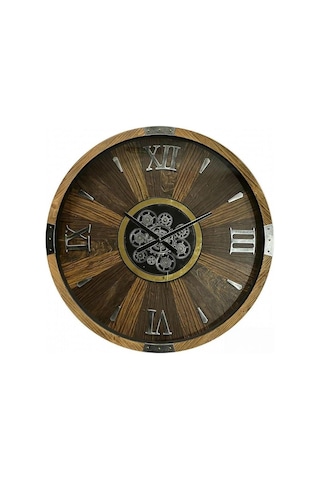 Galaxy Crk-835 Premium Ahşap İthal Dönen Çarklı Roma Rakamlı Otantik Kadranlı Ceviz Duvar Saati 80x80x8 Cm Kahverengi
