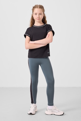Tommylife Siyah-orman Yeşili O Yaka Yan Şerit Detaylı Standart Fit Performans Kız Çocuk Tayt Takım - 75191 Siyah