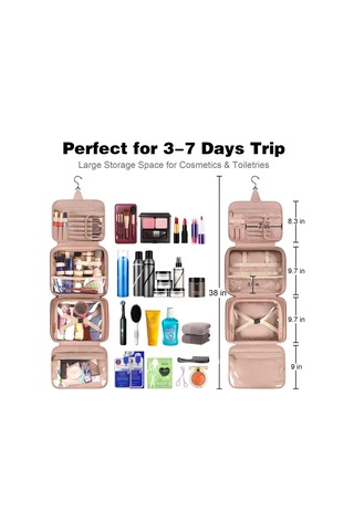 Sones Pu Büyük Kapasiteli Su Geçirmez Taşınabilir Tuvalet Kozmetik Çantası Seyahat Saklama Çantası Pembe