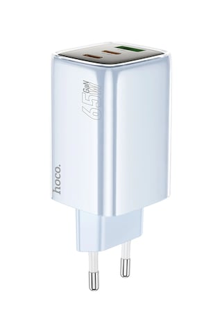 Hoco. N49 Glorious 2 Adet Type-c Ve 1 Adet Usb Çıkışlı Ekstra Type-c To Type-c Kablolu 65w Pd Hızlı Şarj Aleti - Mavi