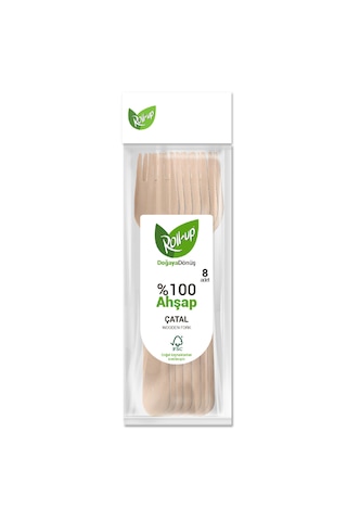 Şeylişeyler - Roll-up Kullan At Ahşap Çatal 50'li 5 Paket - %100 Doğal