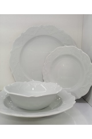 Porland Porselen Queen 24 Parça 6 Kişilik Yemek Takımı Sade