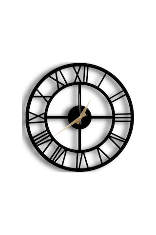 50X50 Dekoratif Duvar Saati + Tablo 40X40 Cm Hediye Siyah