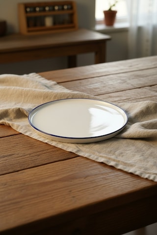 6'lı Toledo Servis Tabağı 24cm Rim Lacivert Rinart Krem