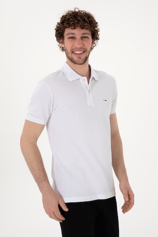 U.S. Polo Assn. Erkek Slim Fit Polo Yaka Beyaz Basic Tişört 50297983-VR013