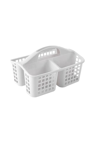 Mufunye Büyük Kapasiteli Beyaz Banyo Sepeti - Kalın Pp Malzeme, Delikli Su Akışı, Taşınabilir Kelepçe İle Ev Organizasyon Aleti Beyaz