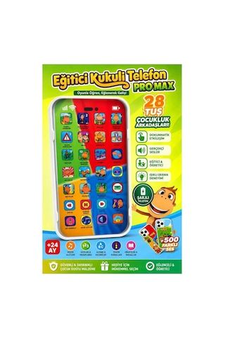 Eğitici Kukuli Telefon Pro Max Şarjlı Sesli Işıklı 28 Tuş 24+ Ay