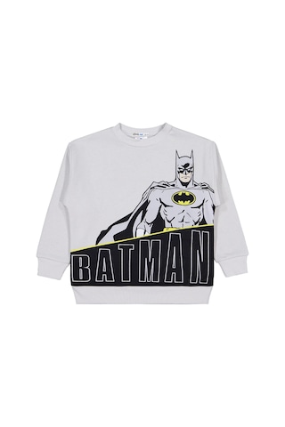 Batman Baskılı 6-9 Yaş Sweatshirt - Gri Açık Gri