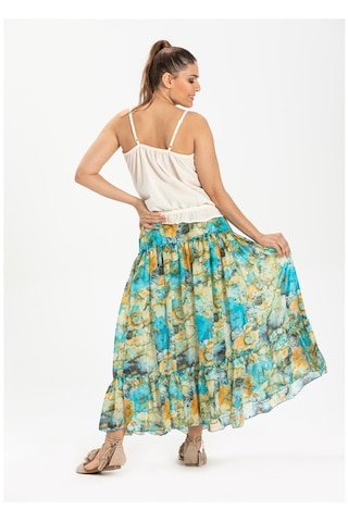 Vual Nesrin Uzun Etek Turkuaz Trkz
