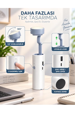 Şarjlı Dokunmatik 20 Led Çalışma Okuma Işığı Masa Lambası Ayarlanabilir Parlaklık Powerbank 1200mah Diğer