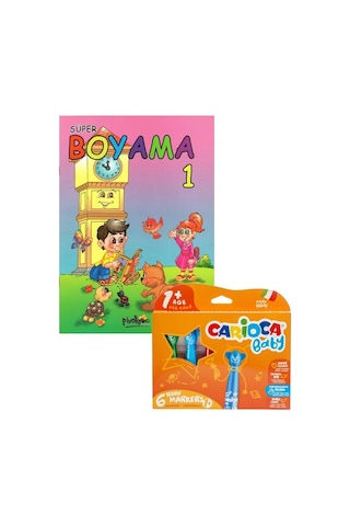 Carioca Süper Jumbo Teddy Keçeli Kalem 6 Renk - Boyama Kitabı Set