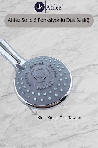 Solid 5 Fonksiyonlu Duş Başlığı + Pvc Duş Hortumu + Mafsal Duş Takımı Duş Seti Duş Seti Plastik Tr İ Renkli