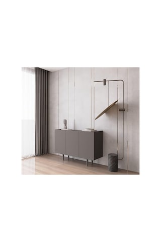 Enwood Capella Gri Mdf 3 Kapaklı Raflı 120 Lık Konsol Gri 120 X 40 Diğer
