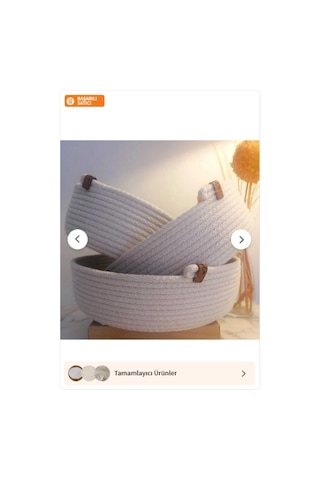 Ev Banyo Hasır Sepet 3 Adet Yuvarlak Sepet Krem-Beyaz