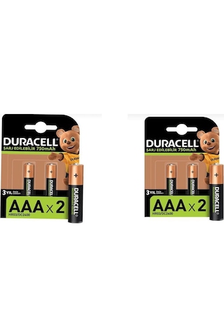 Duracell HR03/DC2400 750 mAh AAA Ni-MH Şarj Edilebilir İnce Kalem Pil 2 x 2'li Duracell HR03/DC2400 750 mAh AAA Ni-MH Şarj Edilebilir İnce Kalem Pil 2 x 2'li