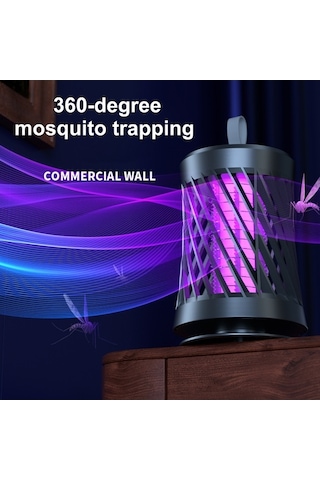 Besthome1 Ev İçi Usb Elektrikli Sinek Öldürücü Gri Masaüstü/duvar Takımı 365nm Mor Işık Nefes Simülasyonu 360 Tutma Isı Işığı