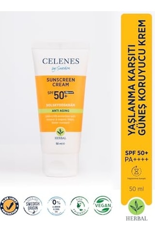 Celenes Herbal Yaşlanma Karşıtı Güneş Kremi, 50+ Spf, 50ml
