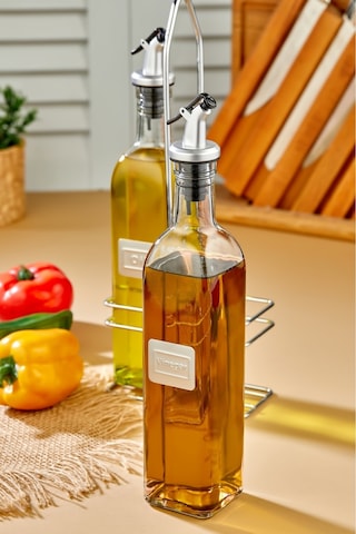 Cooker 2'li 500 Ml Cam Yağdanlık Sosluk Baharatlık Seti Şeffaf