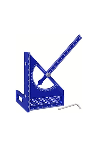 Yifomall Alüminyum Ahşapçı Açı Çizici 3d Ayarlanabilir 0-180 Derece Hızlı İşaretleme Metrik Mavi