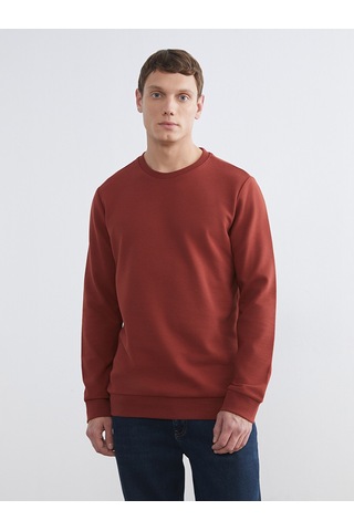 Lcwaıkıkı Classic Kahverengi Bisiklet Yaka Erkek Sweatshirt
