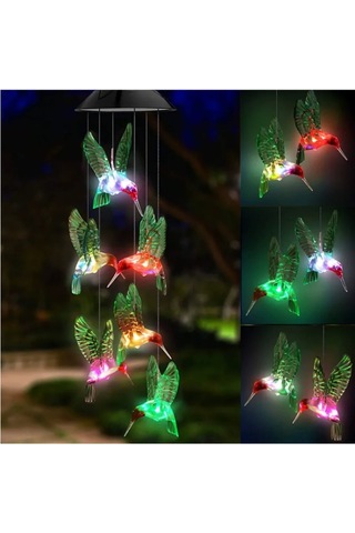 Springsun Kırmızı Kasa Led Güneş Enerjili Çan Çiçeği, Renkli Degrade Papağan Figürlü, Bahçe Ve Dış Mekan Dekorasyonu, Noel Hediyesi