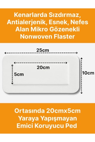 Steril Yara Pedi, Nonwowen 10cmx25cm Pansuman Yara Örtüsü, Steril Tekli Paketlerde 25li Kutuda