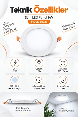 Onerous Beyaz Led Işık, 9w, 220v