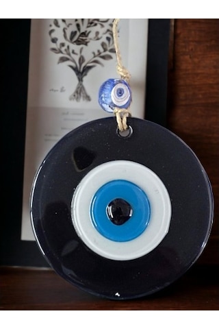 Siyah Nazar Boncuklu Duvar Süsü 10 Cm Cam Duvar Dekoru