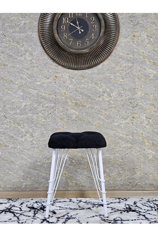 Kare Beyaz Boyalı Telli Ayaklı Tabure - Oturak - Bar Taburesi - A Çok Renkli