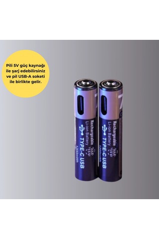 Type-c Şarjlı Aaa Lityum Pil 1.5v 1000+ Şarj Döngülü Hızlı Şarj Özellikli