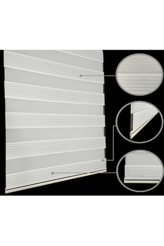 Plisei Zebra Perde Ekru Alüminyum Kasa Ekru