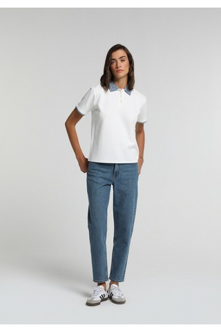 Colin's Colins Regular Fit Shirt Neck Düz Kadın Beyaz Kısa Kol Tişört Cl1083066 Q1.v2 Ofw