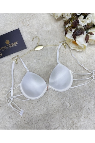 Le Jardin Valeria Biyeli Taşlı Mikro Push-up Arkası İp Detaylı Sü Ekru