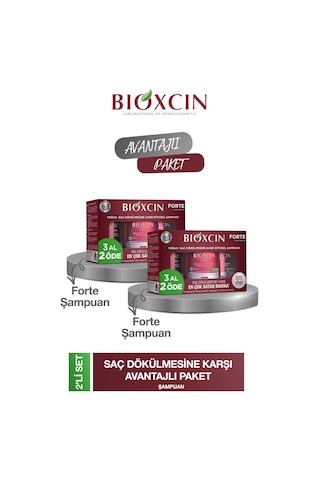 Bioxcin Forte Şampuan 3'lü Set 2 Adet 6 X 300 Ml Yoğun Dökülme Karşıtı Şampuan