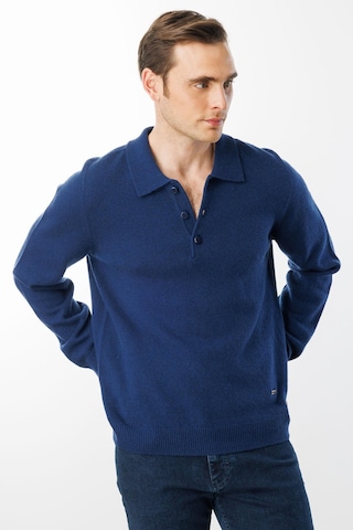 Erkek Polo Yaka Basic Yün Kazak İndigo İndigo